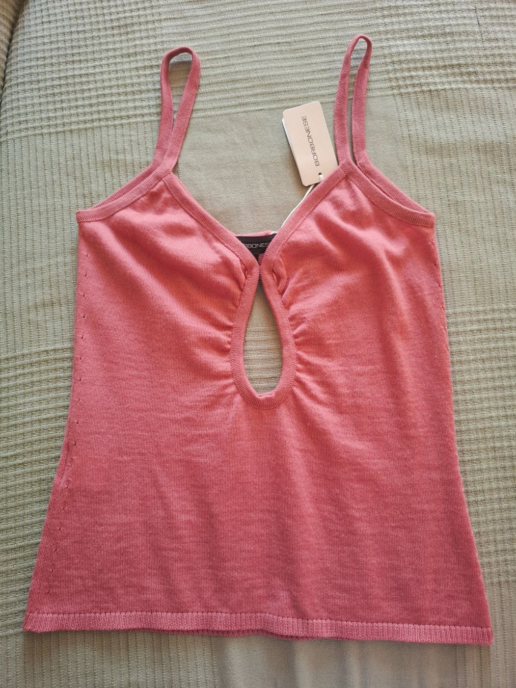 Top: Borbonese coral knit virgin wool top, S – Nuovo e nell'imballaggio originale da Carouge GE venduto da Juli_03