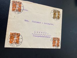 1922 4x Vollstempel 22.11.22 Tellknabe 3 Rp. + ZN 132