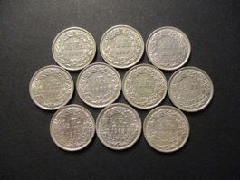 10 x 50 Rp 1957-58-59-60-61-62-63-64-65-66 Superbes pièces