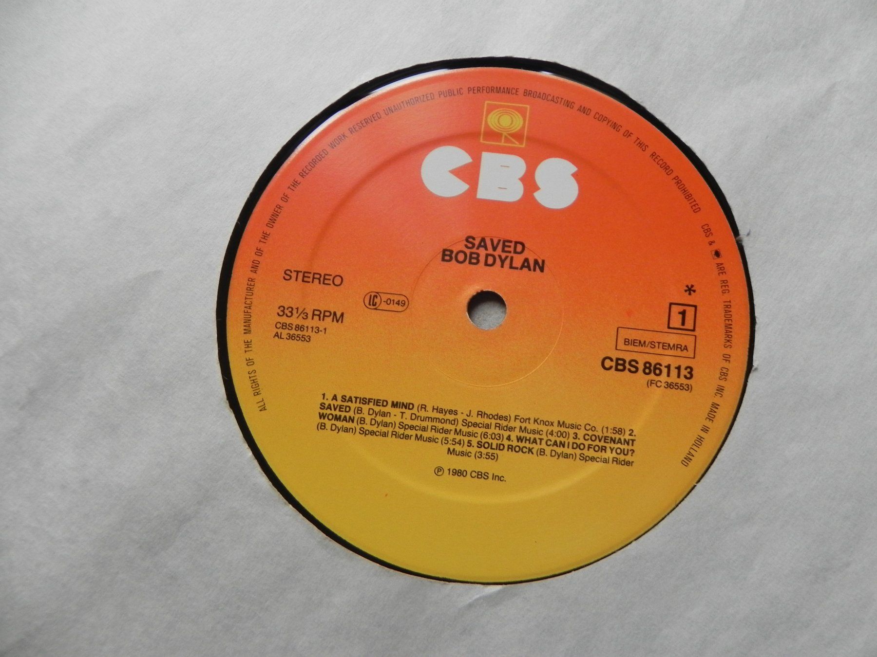 Schallplatten: LP USA Folk Blues Rock Star Bob Dylan 1980 Saved – Gebraucht aus Siebnen von krimsie 4