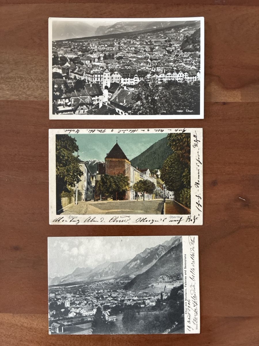 Ansichtskarten: 9 Ansichtskarten Schweiz von Chur GR – Gebraucht aus Oftringen von Cla.vD.74