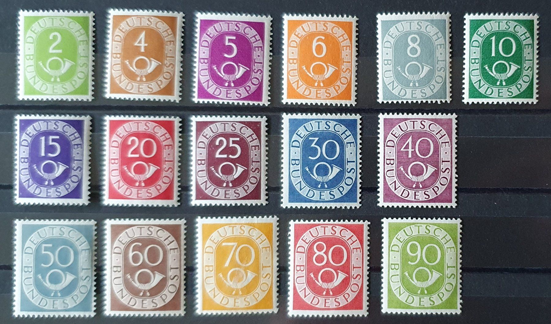 Tutti i francobolli: Bund Posthornsatz 123 - 138 **/* – Usato da Kreuzlingen venduto da Rschweiz1