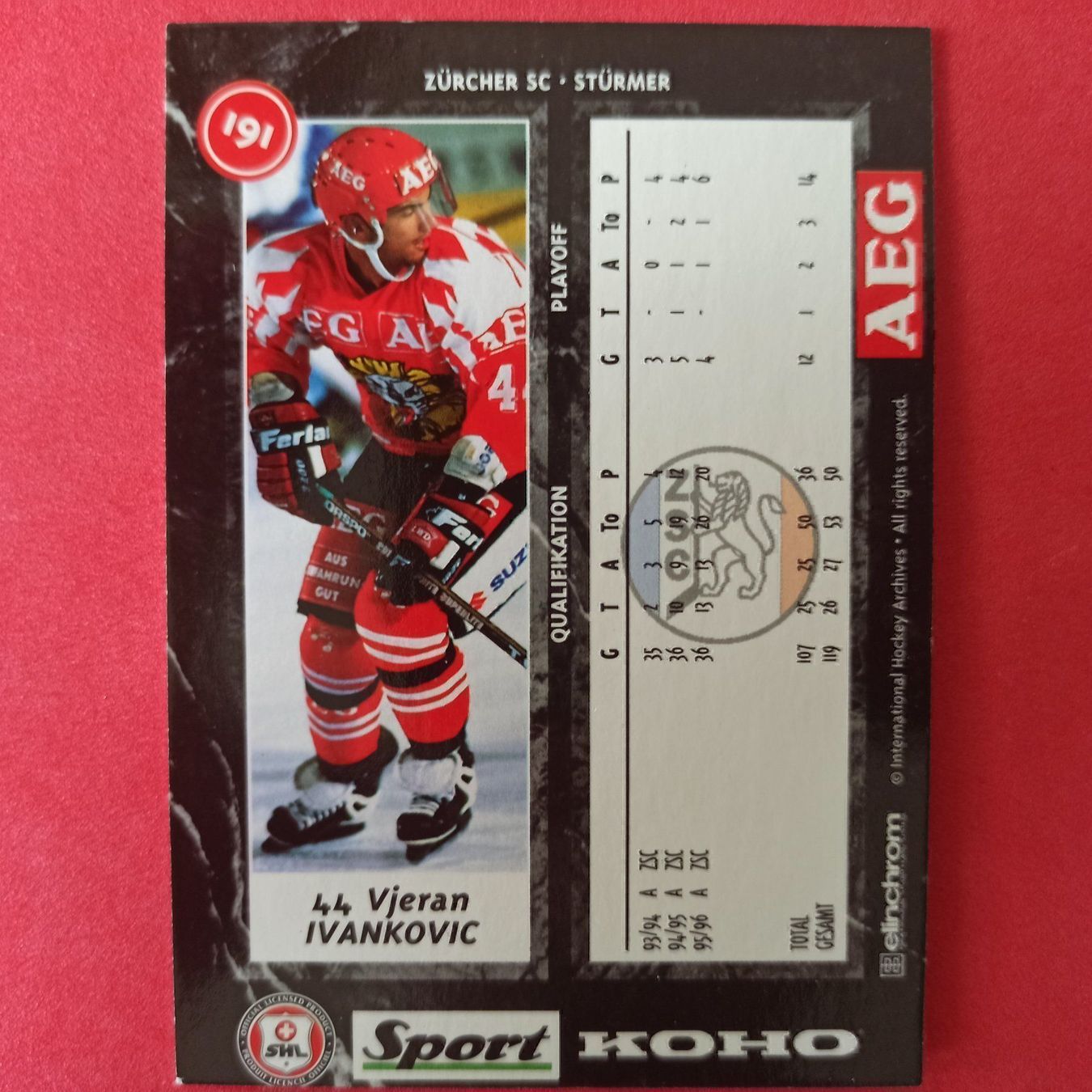 Cartes à collectionner: Vjeran Ivankovic - ZSC CARD - 1996/97 – D'occasion à Dübendorf par kb86_MOVIE 1