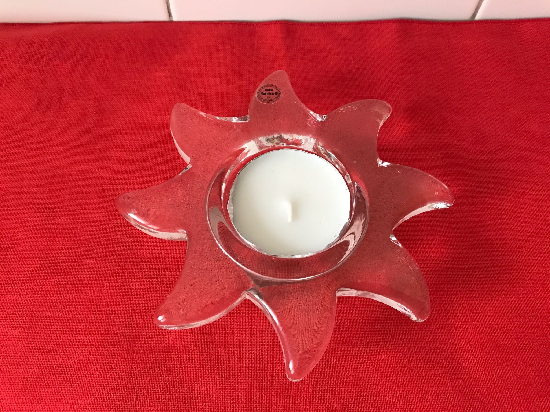 Glasi Hergiswil Kerzenständer: Glasi Hergiswil,  grosse Sonne – Gebraucht aus Birmensdorf ZH von Hilhan 1