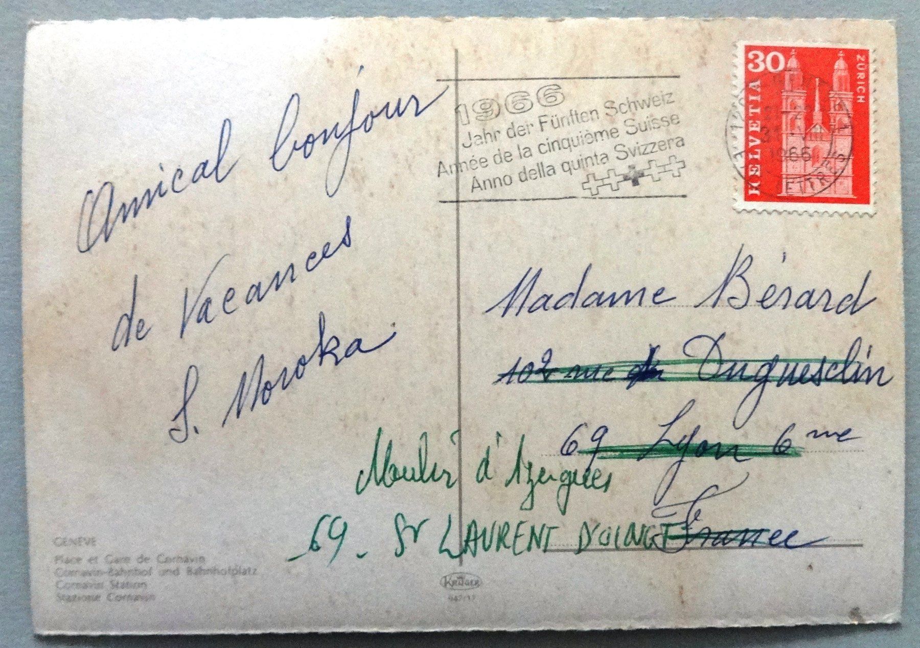 Cartoline postali: Genève, Place et Gare de Cornavin – Difettoso da Fétigny venduto da Billy2miny 1