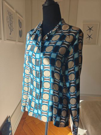 Jacqueline de Young JDY 100% silk geometric blouse top S
