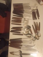Besteck Set Dänemark Lundtofte Edelstahl Teakholz, 49Tlg