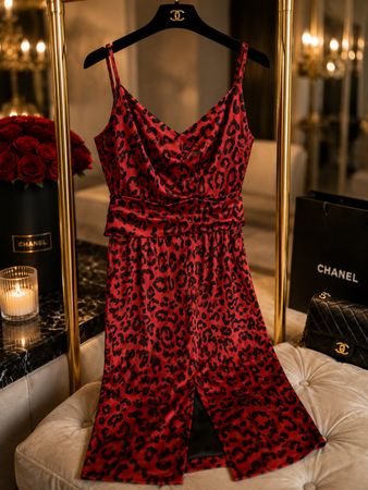 Dolce&Gabbana Red dress made of silk in a leopard print