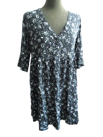 s.Masse Gr. 40 / 42 Tunika - Kleid schwarz weisse Blümli