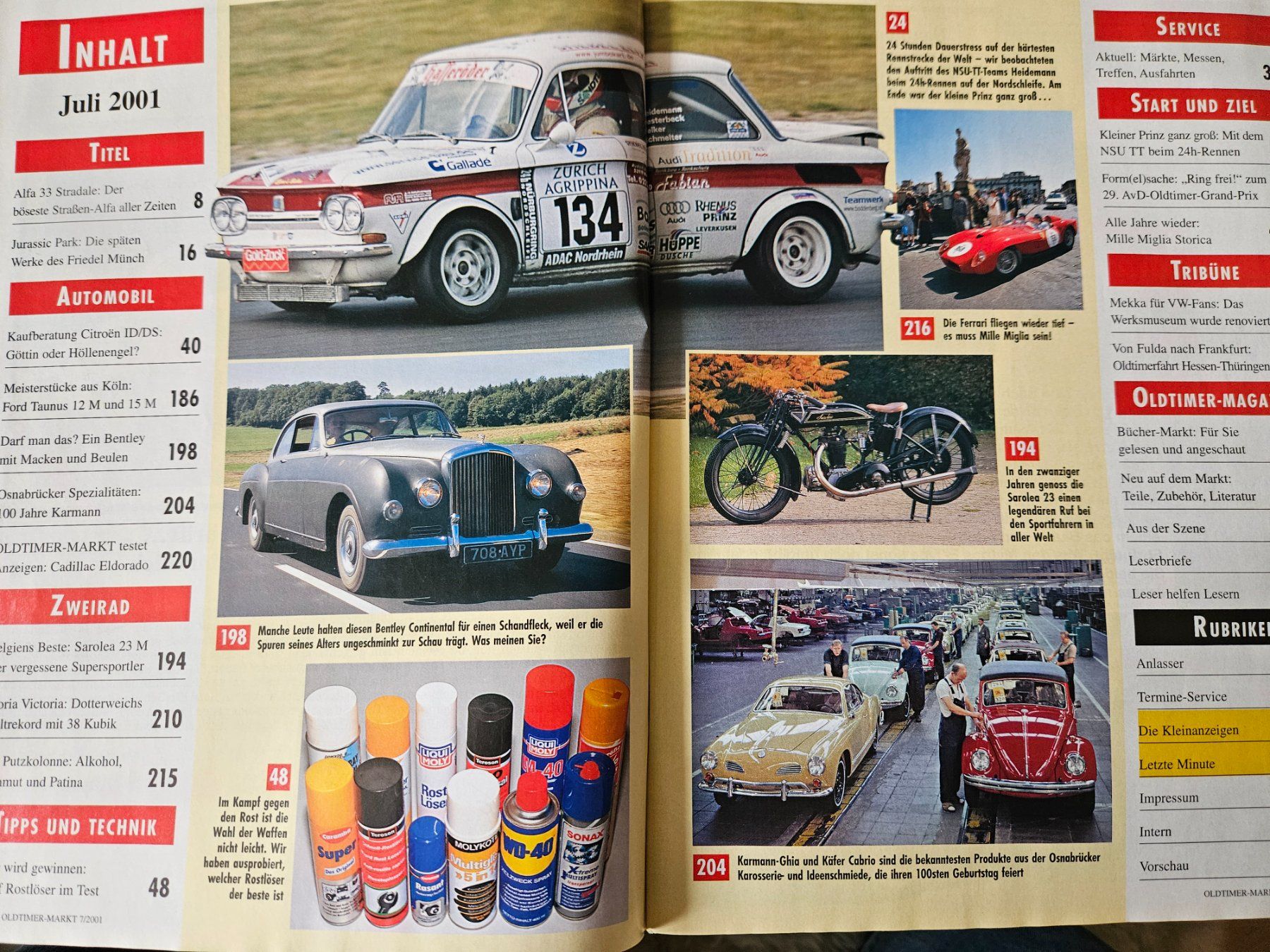Bentley Sonstiges Fahrzeugzubehör: Oldtimer Markt 7/01 Alfa 33 Citroen DS ID Karmann xa – Gebraucht aus Flawil von sr1_f6st 1
