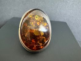 Massiver Silber Ring mit Bernstein 925
