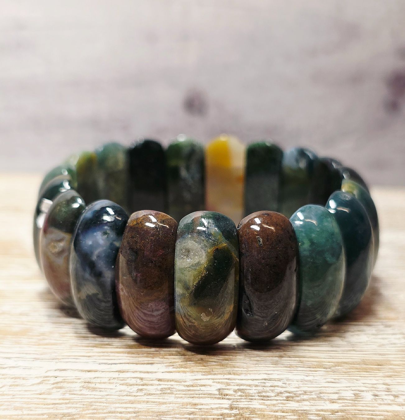 Mineralien & Heilsteine: Edles Moosachat Bangle Armband E – Neu und originalverpackt aus Matzingen von Shay_Crystalz