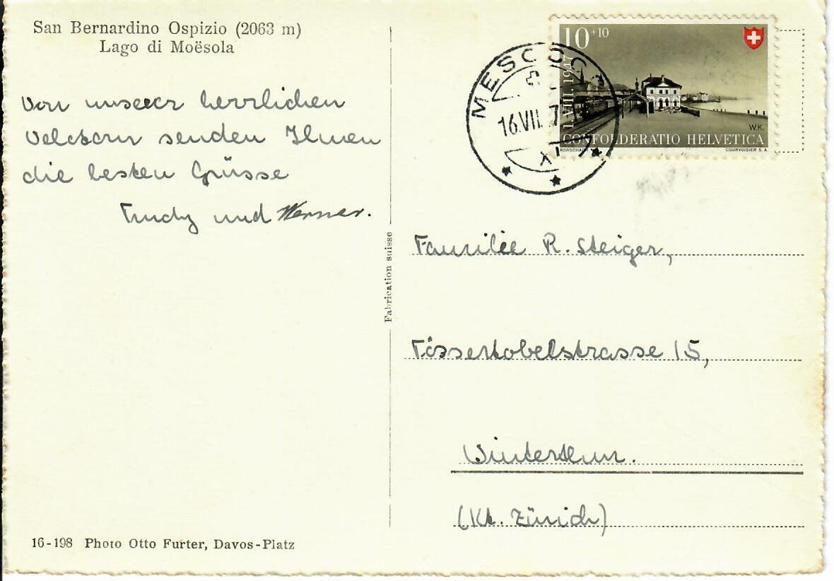Cartoline postali: altes Postauto mit Schiebedach - San Bernardino – Usato da Hochdorf venduto da Ziegel-16 1