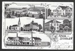 Bürglen braune Lithografie 6 Bilder Wollfärberei Gasthaus