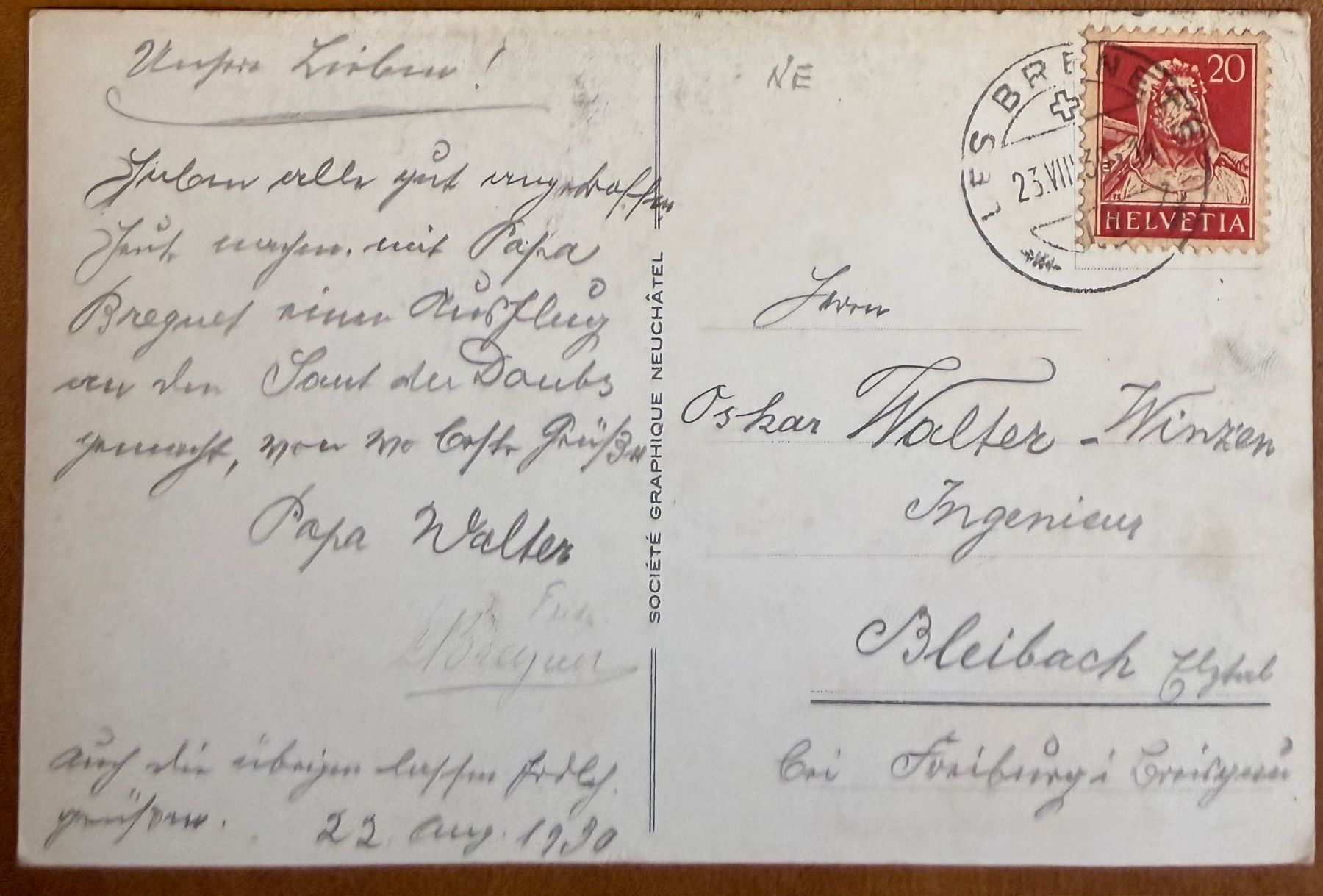 Ansichtskarten: Le Doubs & Brenets  1930 – Gebraucht aus Lutry von Ediego 1