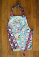 Kinderschürze mit Katze, beidseitig tragbar, Handarbeit