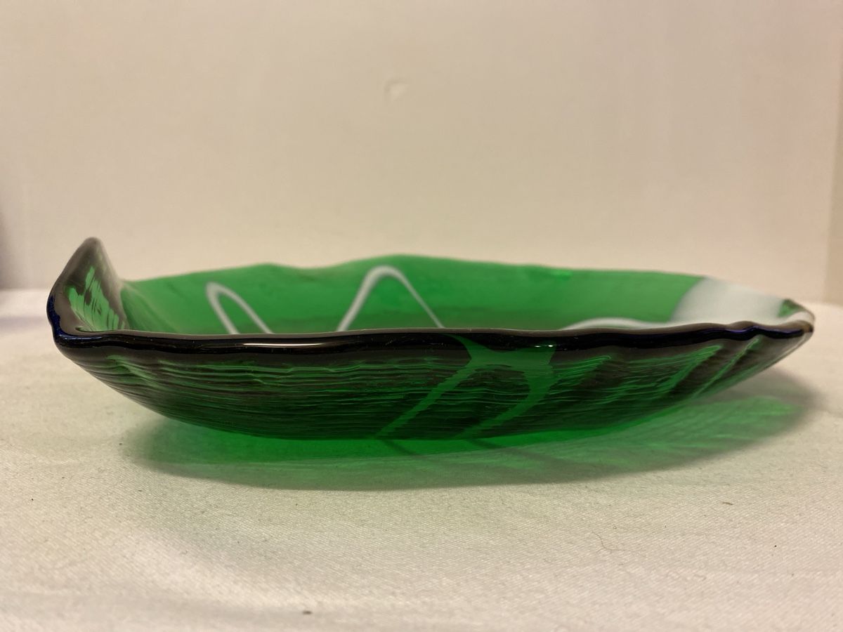 Murano Ciotole: Grüne Glasschale mit weissem Muster – Usato da sursee venduto da trilli-tralli 2