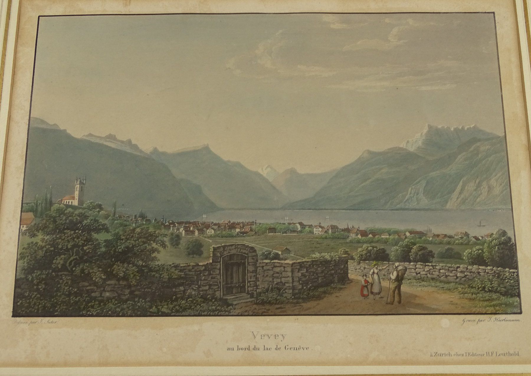 Stiche: VEVEY, ALTKOLORIERTE AQUATINTA UM 1835 – Gebraucht aus Grüningen von Kartensammler 2