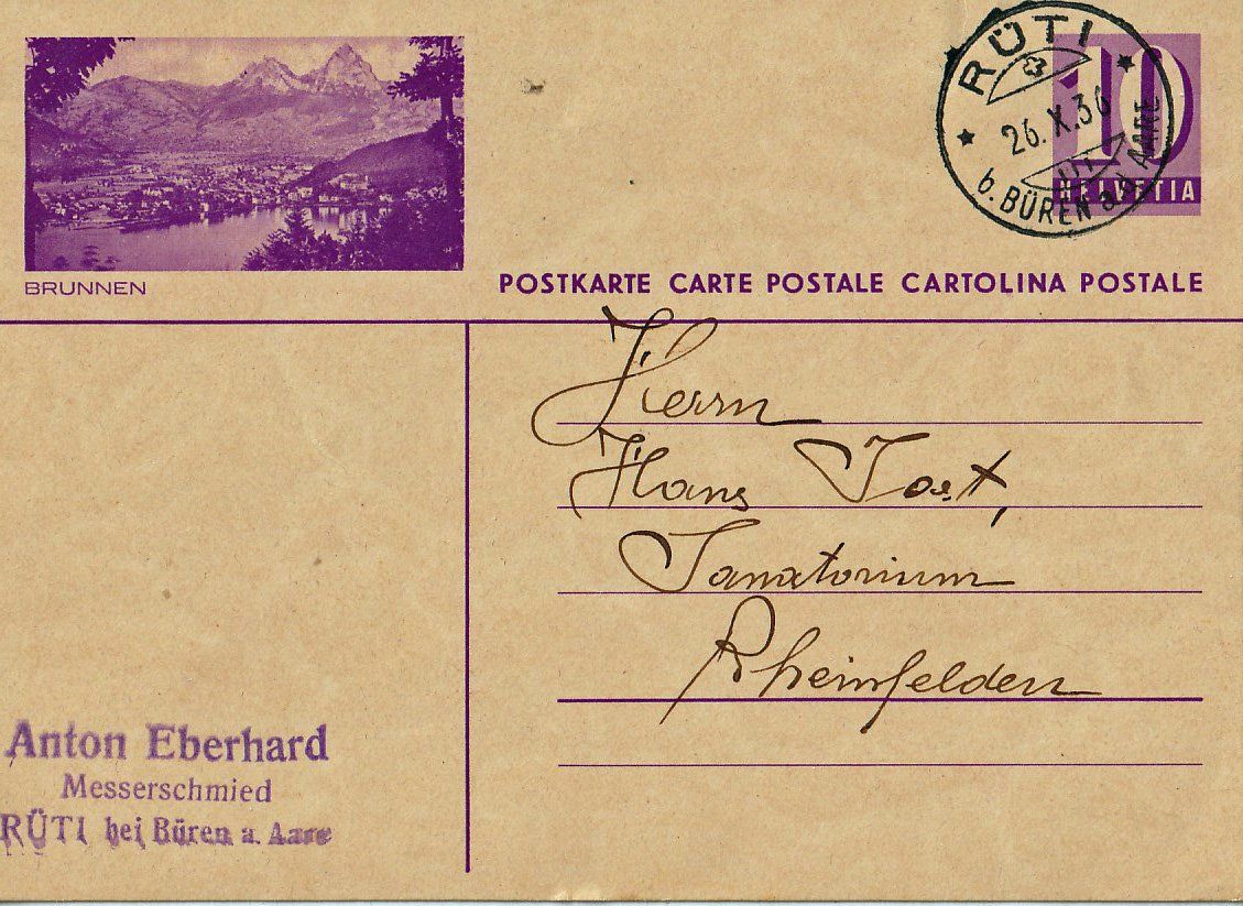 Tutti i francobolli: 1936 Postkarte Brunnen – Usato da Arlesheim venduto da gaugi43