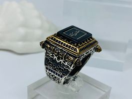 Islamischer Ring aus 925 er Silber mit schwarzem Onyx Stein