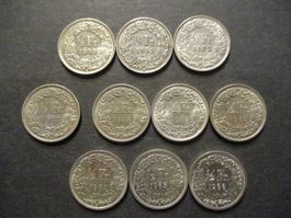 10 x 50 Rp  1950-1-2-62-3-3-3-4-5-6- Superbes pièces  Top