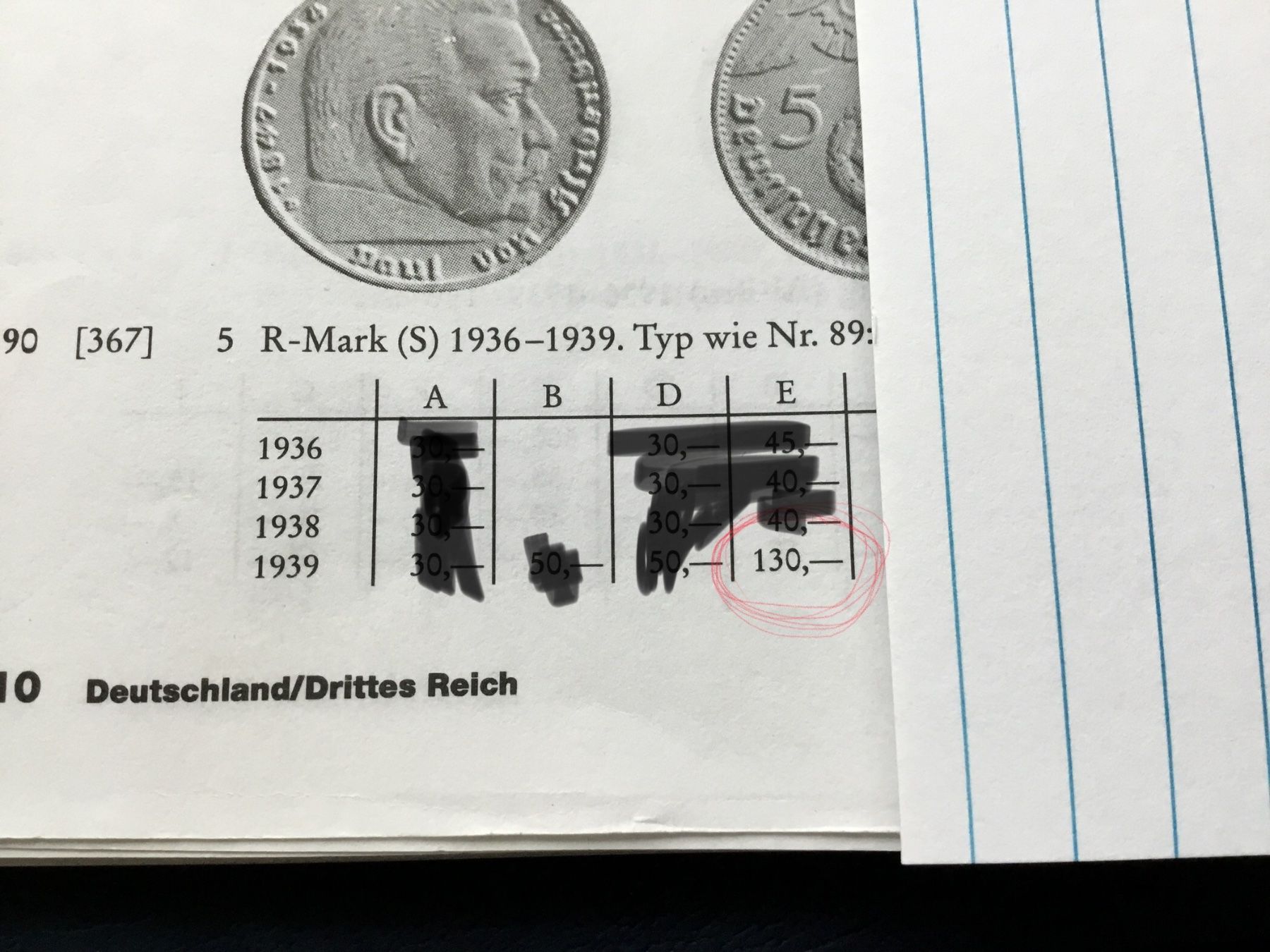 Tutti le monete: 5 Reichsmark 1939 E.     Sehr selten VZ +++ – Usato da St. Margrethen SG venduto da alfapeugeot10 6