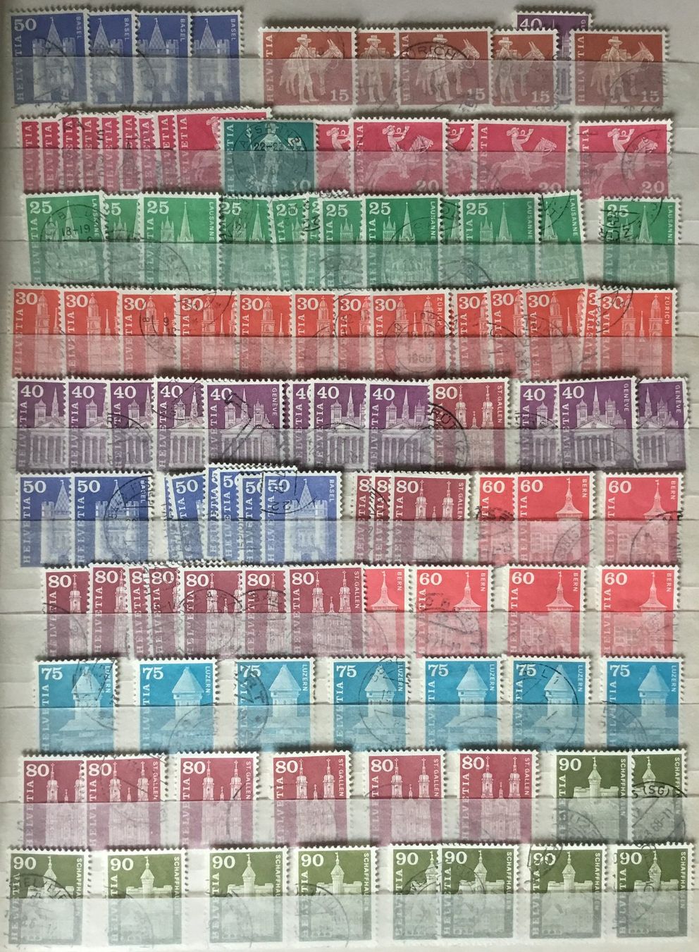 Alle Briefmarken: Sammlung Dauermarken, ab Strubel, bis ca. 1960, gestempelt – Gebraucht aus Belp von Dschopp 7
