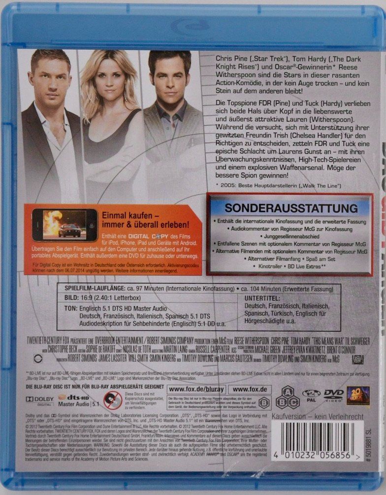 Tutti i DVDs: DAS GIBT ÄRGER - THIS MEANS WAR – Usato da Remetschwil venduto da tgd_gbp8 1