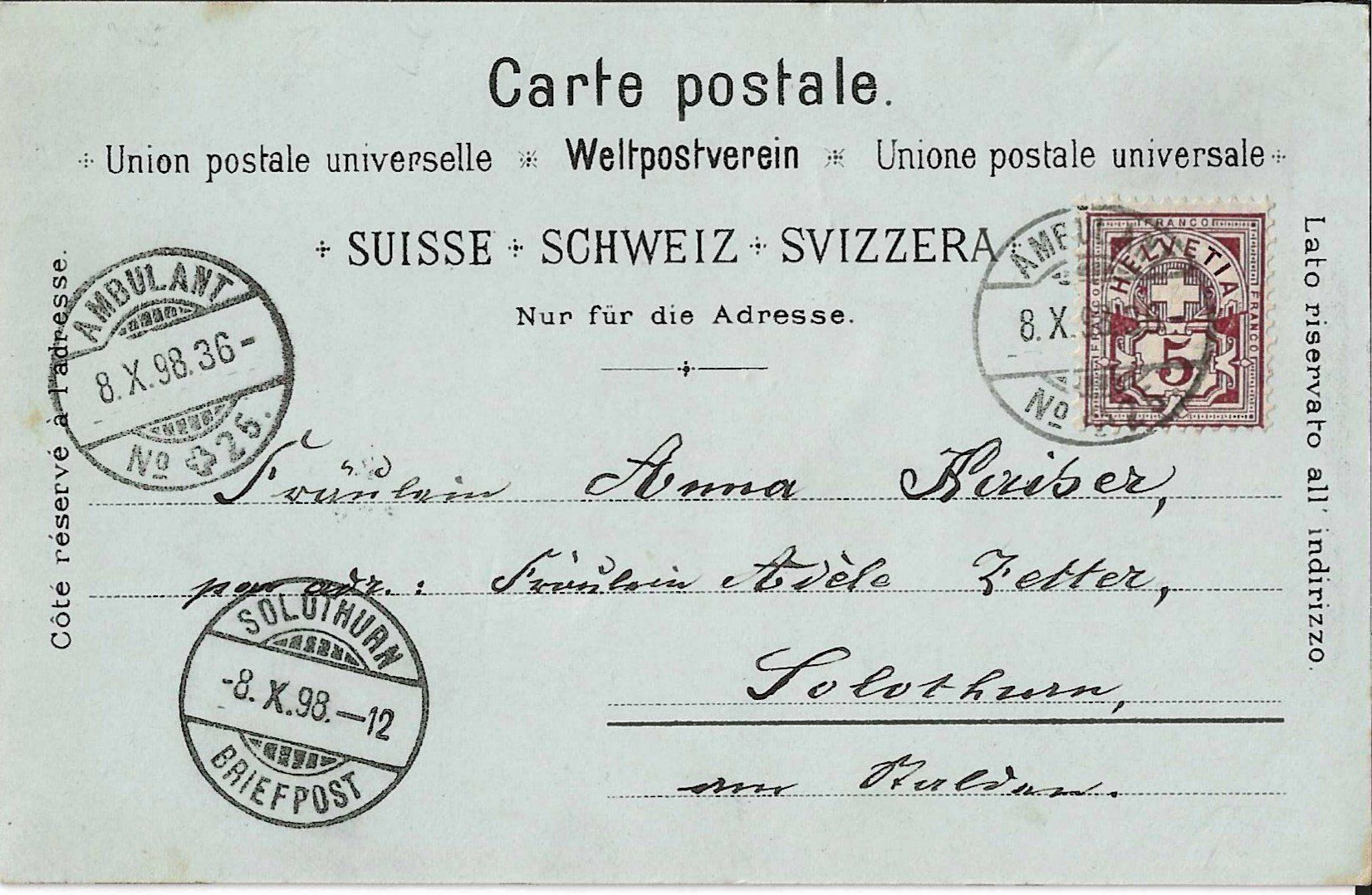 Cartoline postali: Karte Rorschach 1898 – Usato da Zürich venduto da Philacat11 1