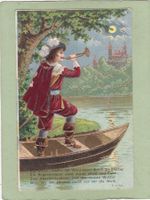 Kitsch Mann Trompeter Landschaft Glanz Reliefkarte 1904