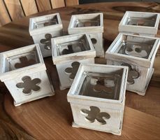 Windlicht Shabby Chic aus Holz weiss