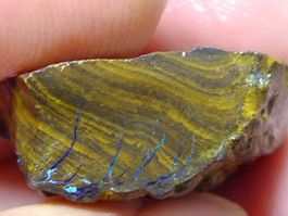 BOULDER ROH OPAL 40 Kt Gebot 1.- Elektisch Blau Grün feuer