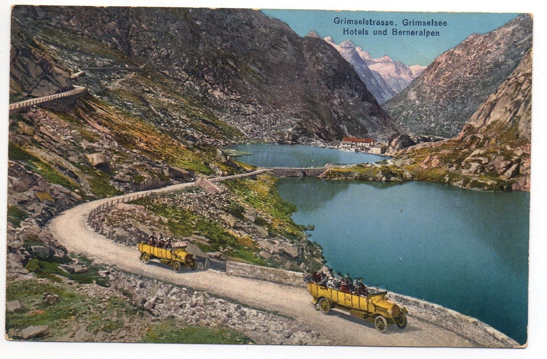 Cartoline postali: GRIMSELSTRASSE Grimselsee, zwei Postauto – Usato da Jona venduto da philajona