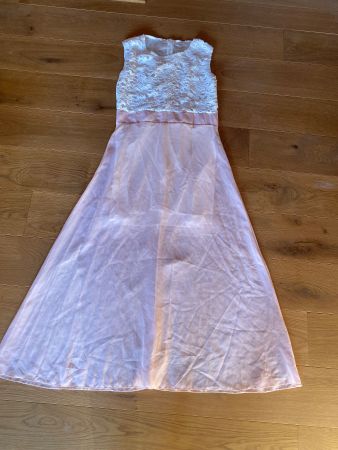 Festliches Cocktailkleid weiss rosa mit Spitze