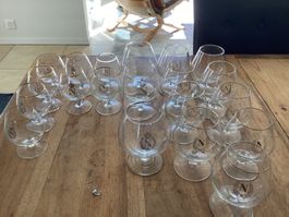 12 Grand / 8 Petite Baccarat Napoleon Gold N Crown Glasses