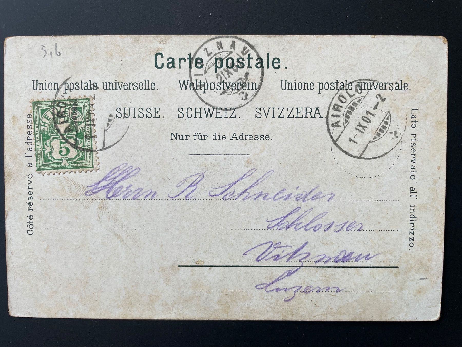 Cartoline postali: Airolo 1901 – Usato da Faido venduto da Luca555 1