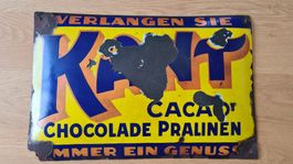 Vintage KANT CACAO CHOCOLADE Emailschild 1920er