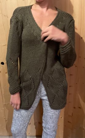 Chic Cardigan colore verde oliva-tg M/L-nuovo-inverno 👍
