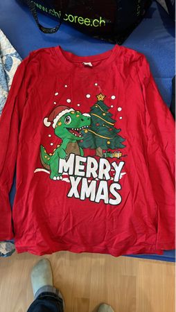 Kinder Langarmshirt rot Grösse 128 Weihnachten