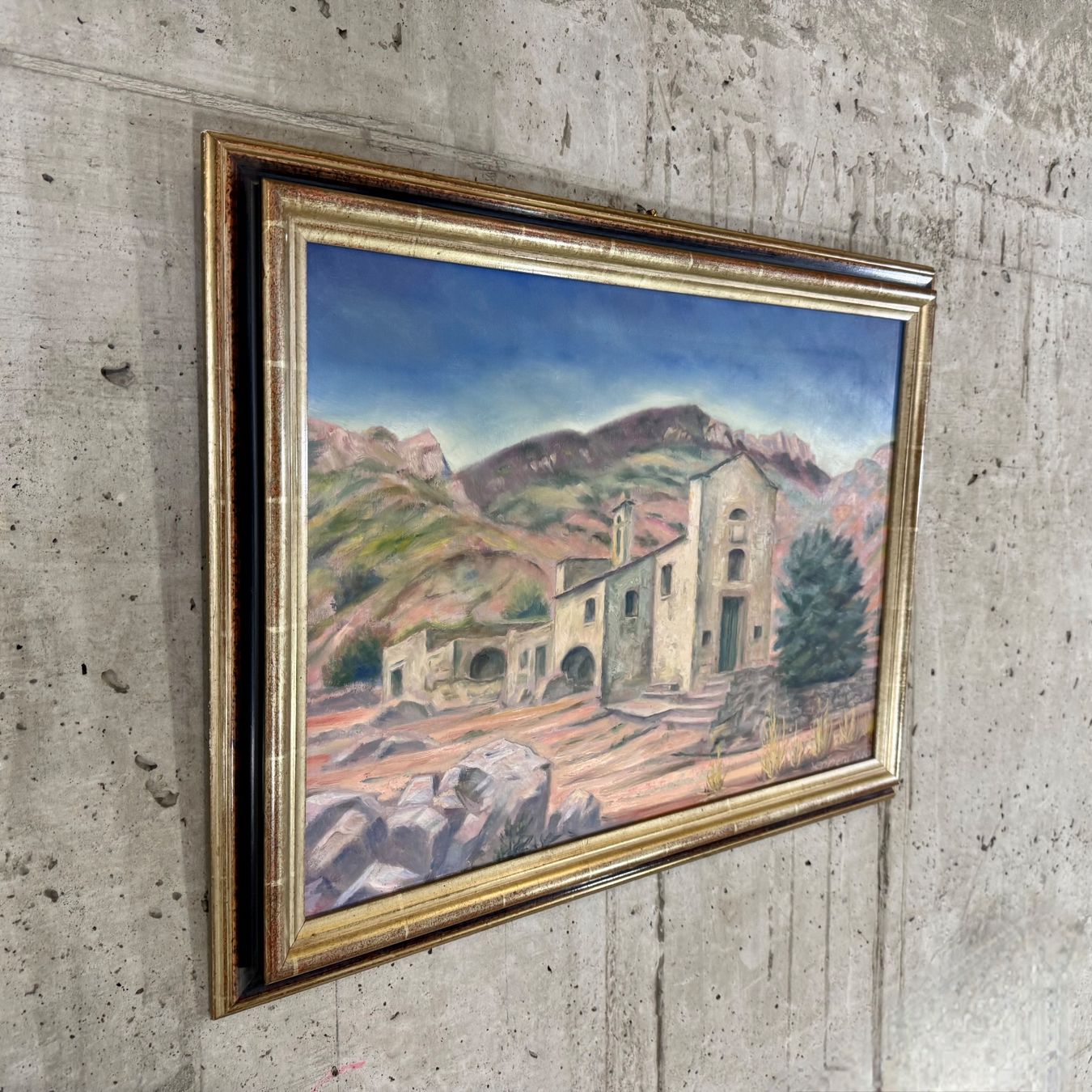 Gemälde: Hans Eppens, Original Ölgemälde 1980, "Corsische Kirche" – Gebraucht aus Basel von Brocki-auf-dem-Wolf 1