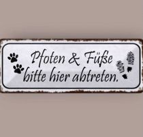 🔥 PFOTEN & FÜSSE Blechschild Katze/Hund 💙 27x10cm OVP🔥