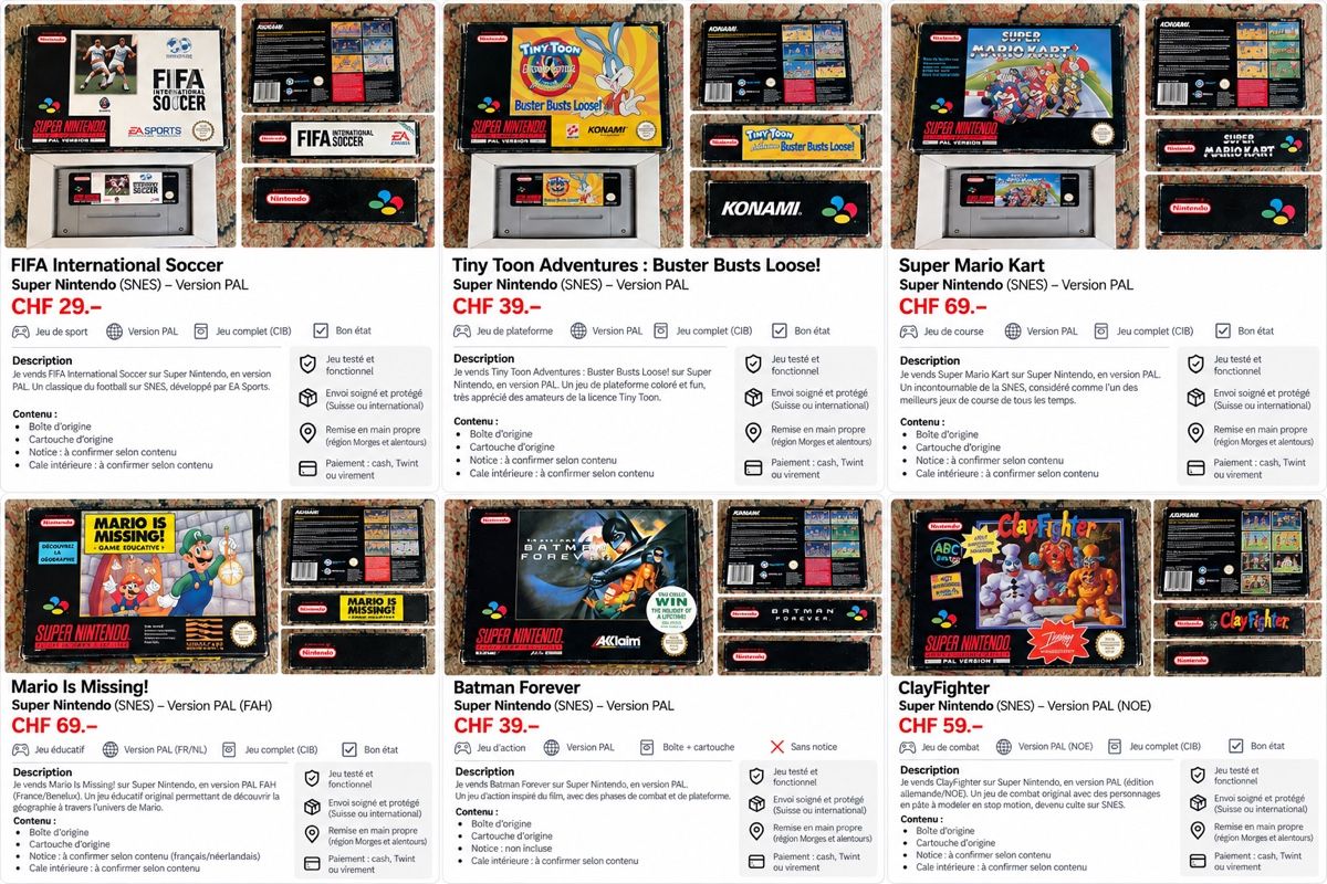 Nintendo Jeux: Jeux SNES – D'occasion à Gollion par nun_tcl6