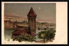 Litho Luzern, Turm an der Kapellbrücke