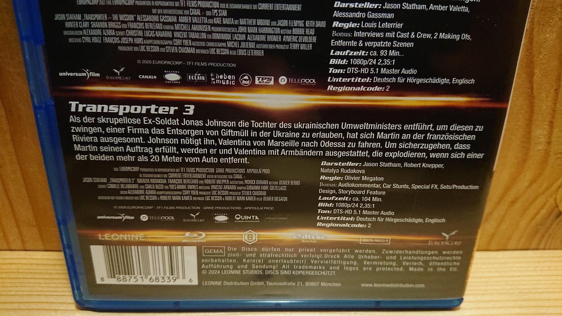 Tutti i DVDs: TRANSPORTER 1 bis 3 auf Blu-Ray mit Jason Statham – Usato da Wilderswil venduto da Exebub 3