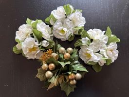 4er Set Weihnachts-Kerzenringe, neuwertig, mit Tannen...