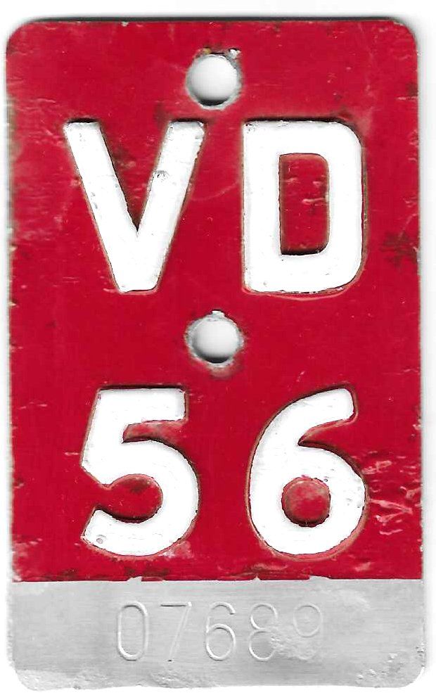 Insegne: Velonummer 1956 Waadt Vaud VD 56 – Usato da Bülach venduto da bauchnuschti2