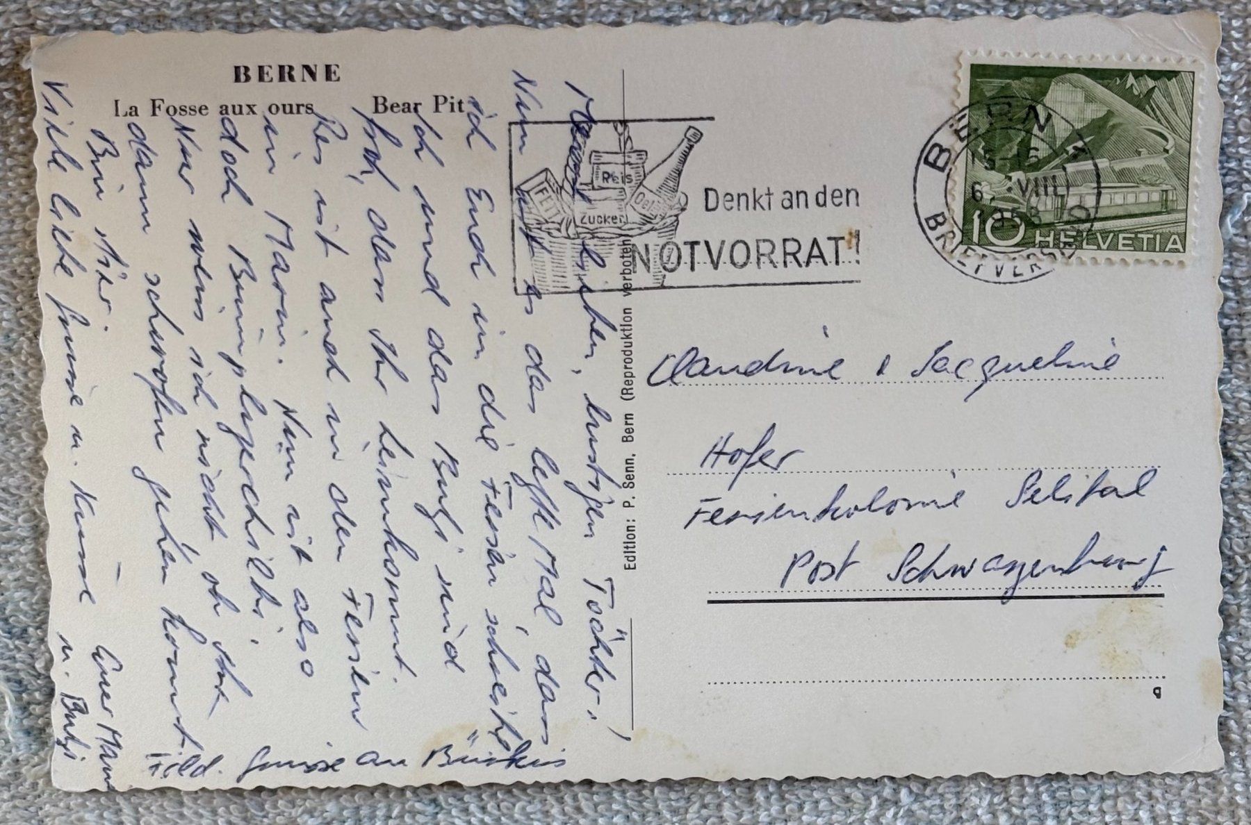 Ansichtskarten: ANSICHTSKATE BÄRENGRABEN BERN – Gebraucht aus Ostermundigen von Heavenmaus75 1