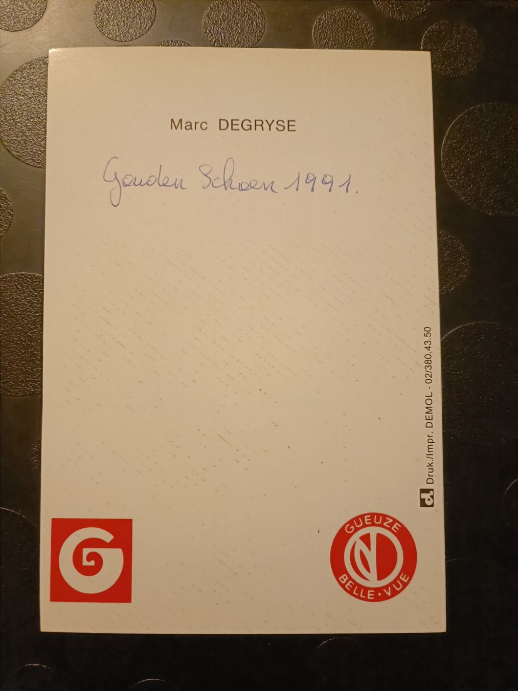 Autografi: Marc Degryse - BEL - handsigniert – Usato da Menziken venduto da Artographs 1