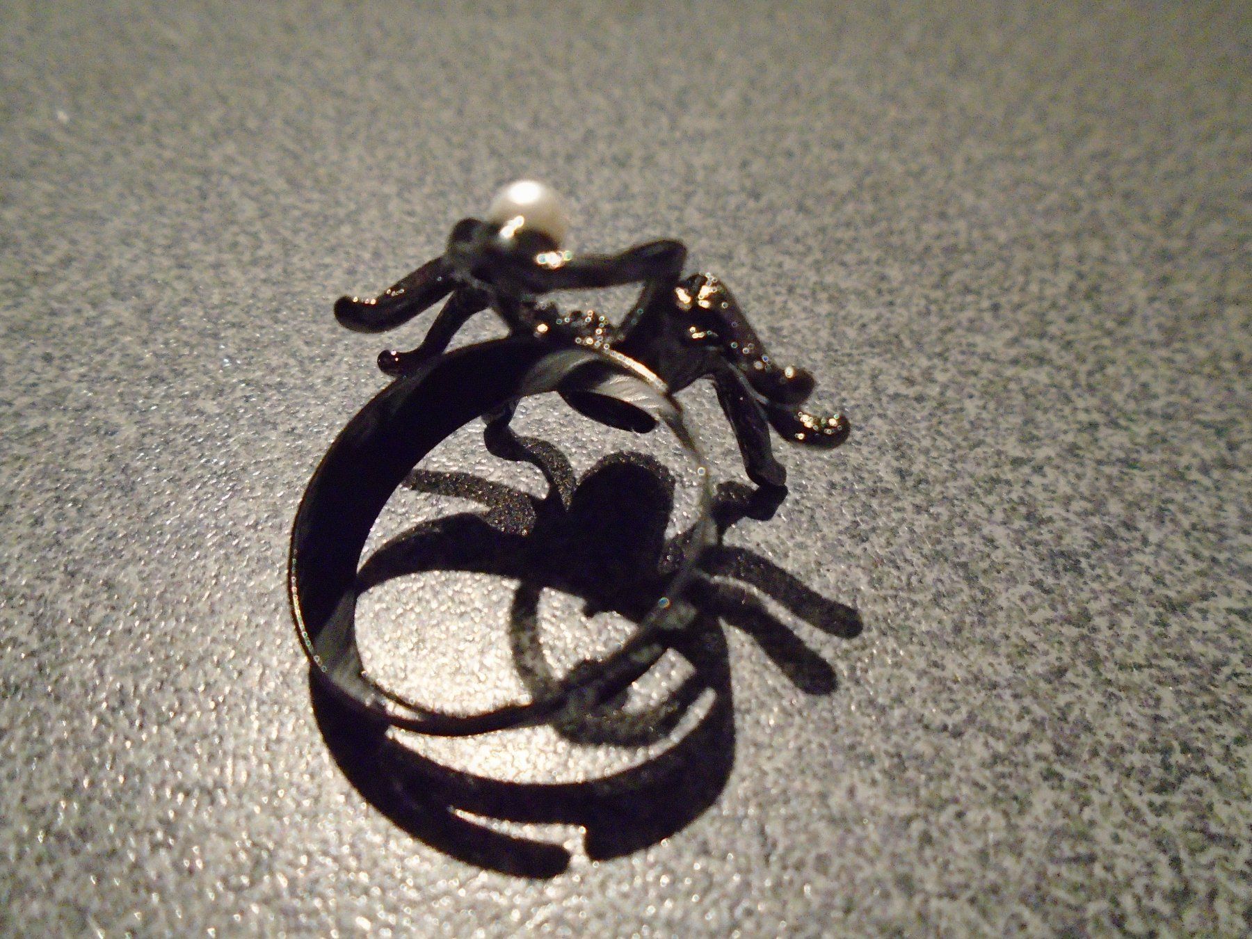 Anelli: Ring, schwarz, Spinne, weisse Perle – Usato da Zürich venduto da abraxas1291 1