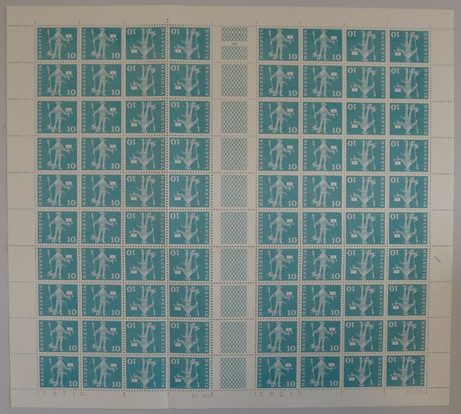Alle Briefmarken: 1960, S64/K46 kompletter Bogen postfrisch **. – Gebraucht aus Sursee von Luzernerraute